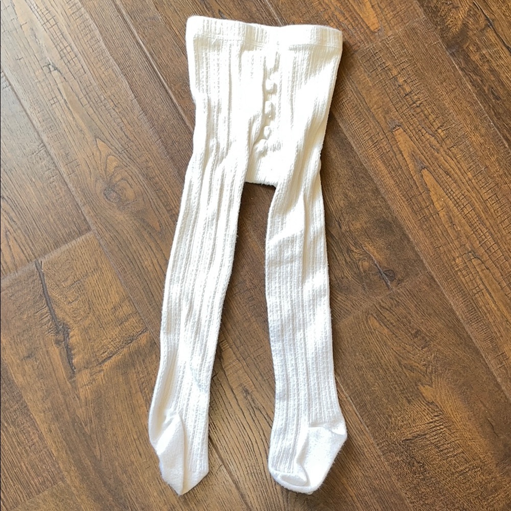 White Ribbed Full-Length Tights Accessories
